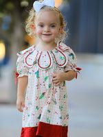 Gingham Girls Dress - Ruffle Collar Bow by Rylee Faith Designs