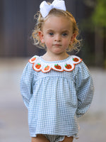 Girls Bloomer Set, Embroidered Pumpkin by Rylee Faith Designs
