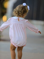 Polyester Spandex Romper, Duck Embroidered Ruffle Collar by Rylee Faith Designs