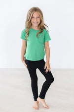 Kelly Green Ruffle Pocket Tee for Girls With Boxy Fit Mila & Rose ® Everetts Place: Online Boutique