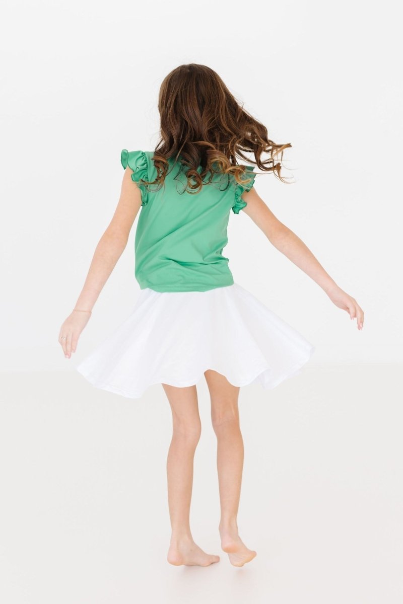Mila & Rose ® Kelly Green Short Sleeve Ruffle Tee Mila and Rose Top - Everetts Place Boutique - 