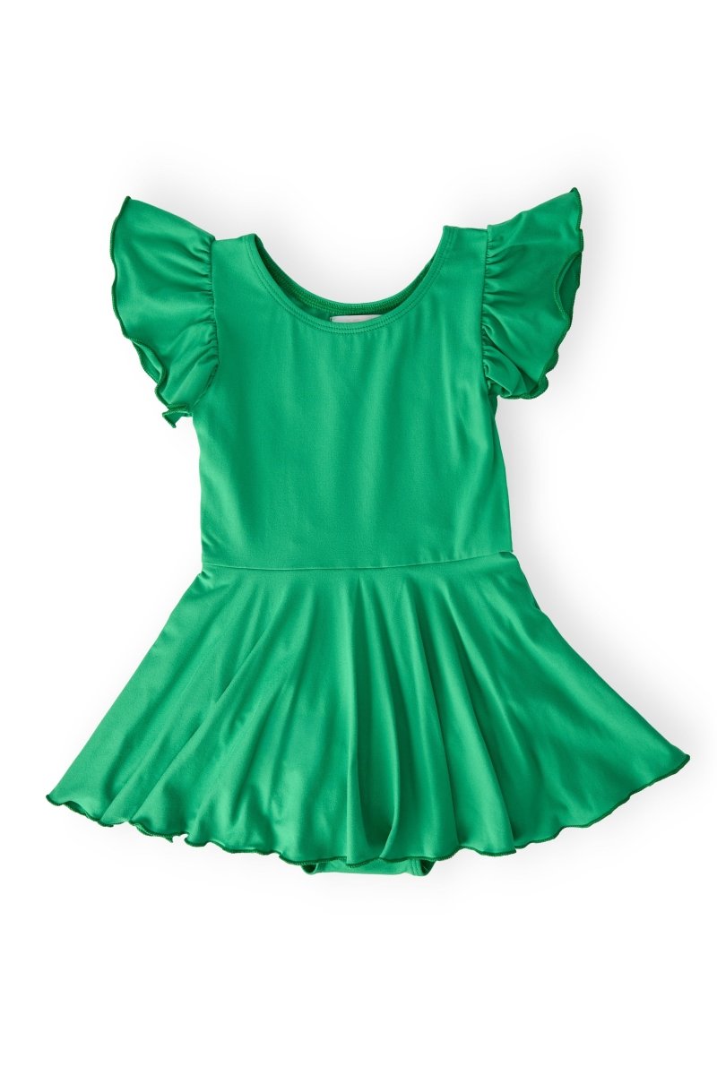 Mila & Rose ® Kelly Green Short Sleeve Twirl Leotard For Toddler Girls - Everetts Place Boutique - 