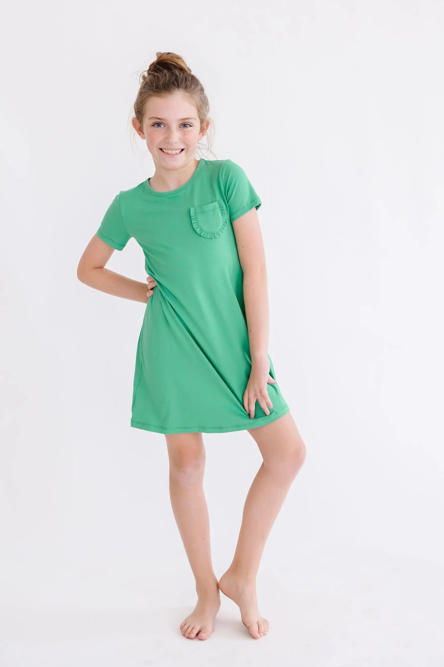Kelly Green T Shirt Dress for Girls Playwear Pocket Mila & Rose ® Everetts Place: Online Boutique