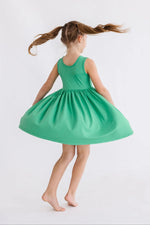 Kelly Green Tank Pocket Twirl Dress For Girls Everyday Play Mila & Rose ® Everetts Place: Online Boutique