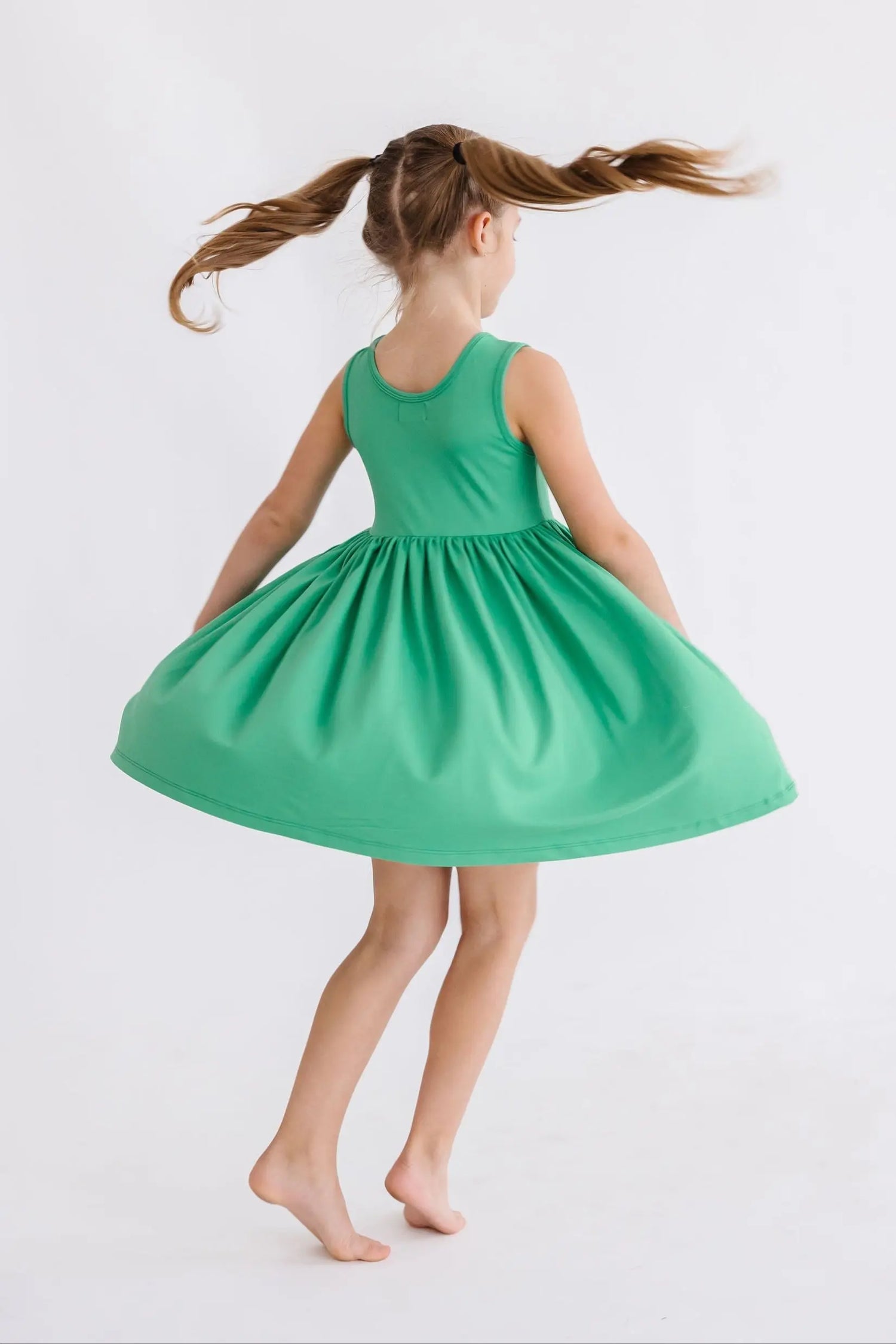 Kelly Green Tank Pocket Twirl Dress For Girls Everyday Play Mila & Rose ® Everetts Place: Online Boutique