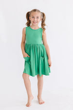 Kelly Green Tank Pocket Twirl Dress For Girls Everyday Play Mila & Rose ® Everetts Place: Online Boutique
