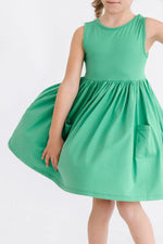 Kelly Green Tank Pocket Twirl Dress For Girls Everyday Play Mila & Rose ® Everetts Place: Online Boutique