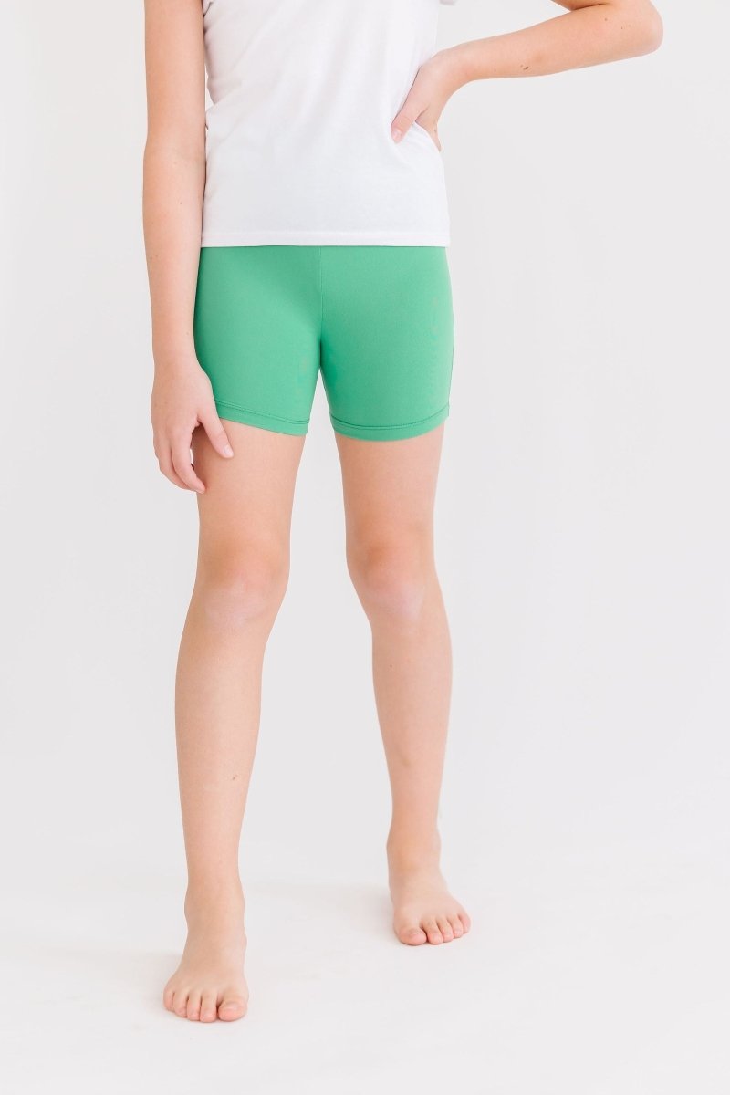 Mila & Rose ® Kelly Green Twirl Shorts For Girls High Waisted Layering - Everetts Place Boutique - 