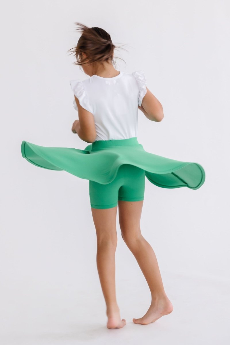 Mila & Rose ® Kelly Green Twirl Skort for Girls with Attached Shorts - Everetts Place Boutique - 