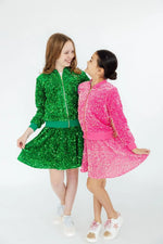 Kelly Green Velvet Sequin Jacket for Girls Party Wear Mila & Rose ® Everetts Place: Online Boutique