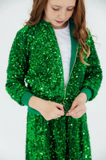 Kelly Green Velvet Sequin Jacket for Girls Party Wear Mila & Rose ® Everetts Place: Online Boutique