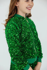 Kelly Green Velvet Sequin Jacket for Girls Party Wear Mila & Rose ® Everetts Place: Online Boutique