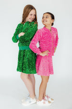 Mila & Rose ® Kelly Green Velvet Sequin Twirl Skort For Girls Party Wear - Everetts Place Boutique - 