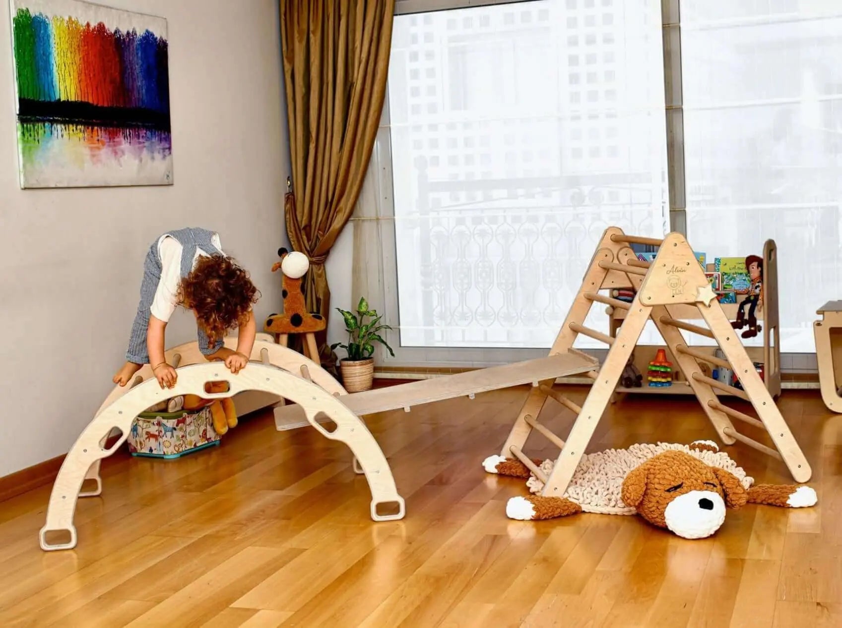 Kidodido Kidodido 4 Piece Climbing Set Triangle Arch Rocker 2in1Ramp - Toys & Games > Outdoor Play Equipment > Swing Sets & Playsets Activity Gym Sets