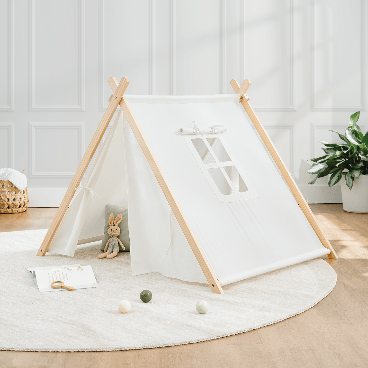 Comfy Cubs Kids Indoor Play Tent Natural Wood For Creative Play - Everetts Place Boutique - 