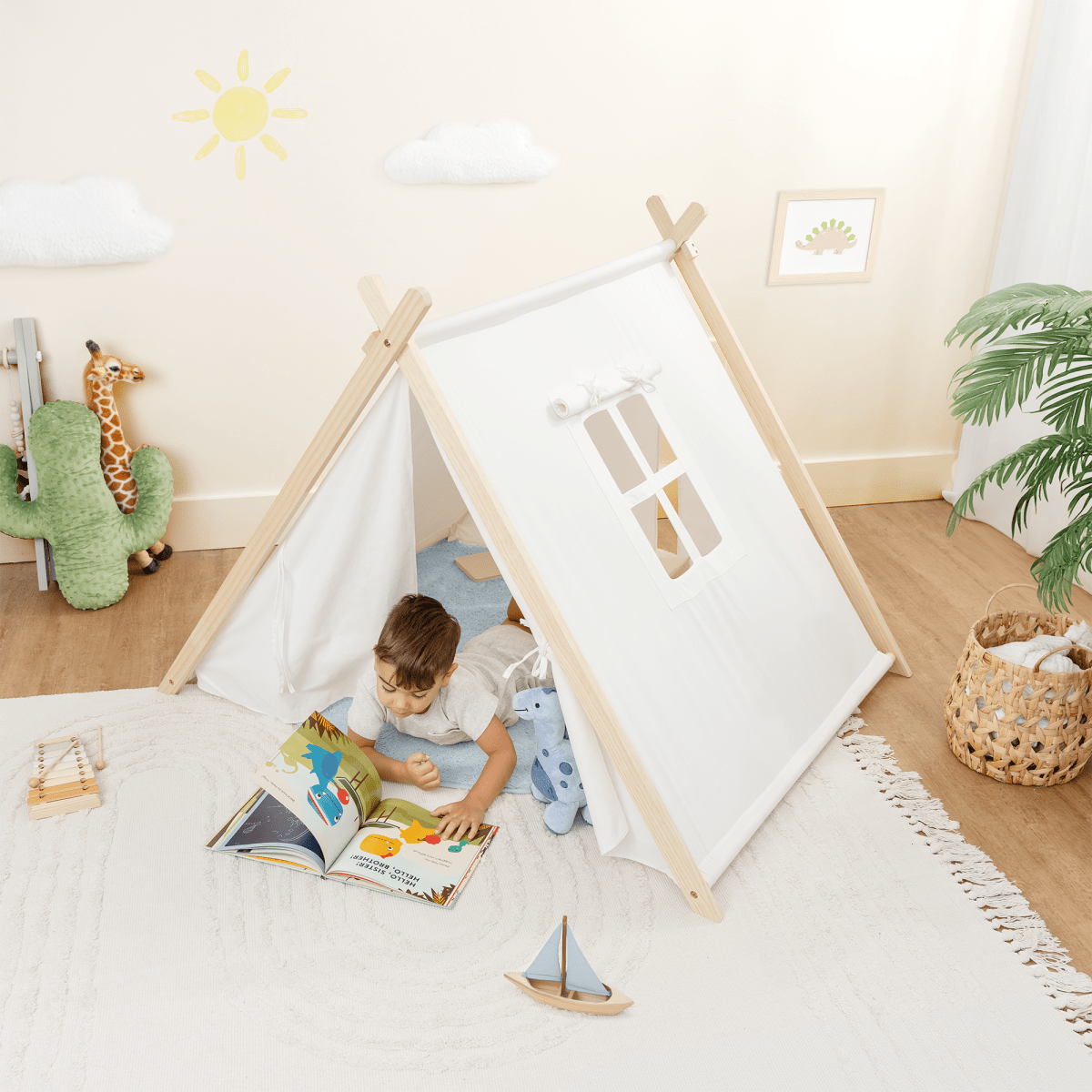 Comfy Cubs Kids Indoor Play Tent Natural Wood For Creative Play - Everetts Place Boutique - 