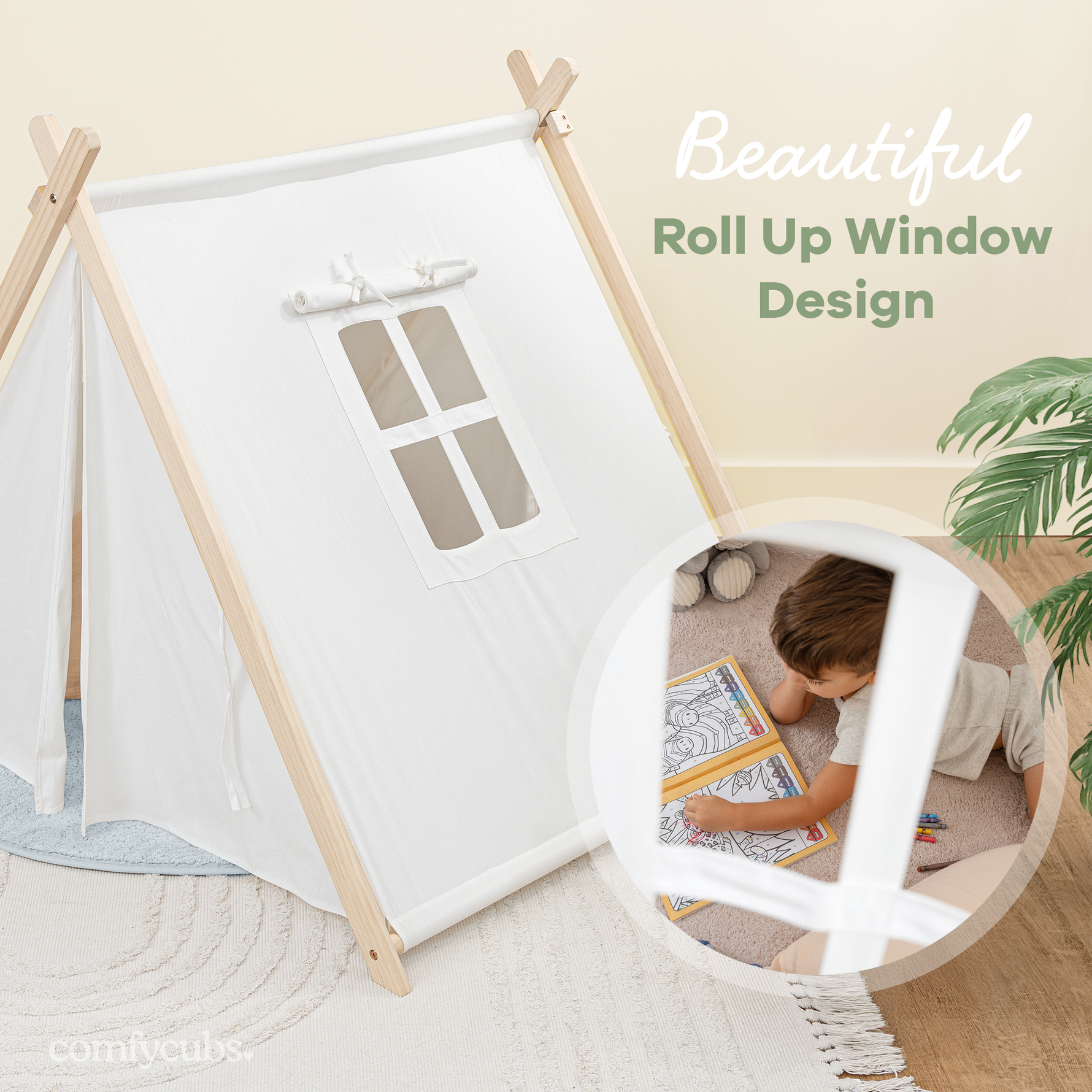 Kids Indoor Play Tent Natural Wood For Creative Play Comfy Cubs Everetts Place: Online Boutique