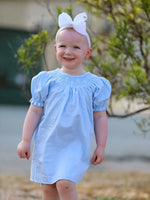 Rylee Faith Designs Girls Cross Smocking Embroidered Blue Dress - Apparel & Accessories > Clothing > One-Pieces Dress
