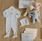 Bunny Stripe Footie & Hat Set - Blue by KIPP™ Collection