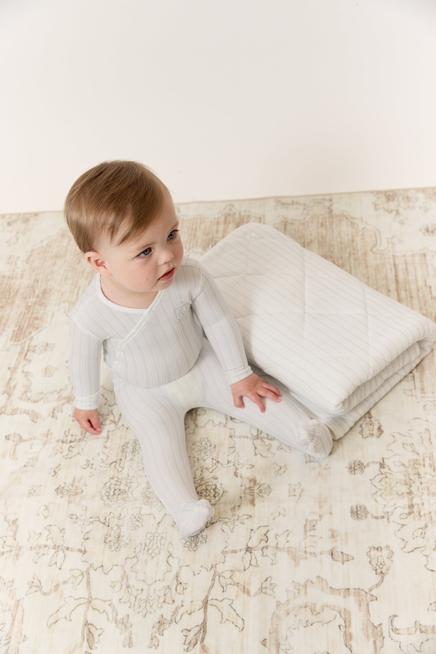 Stripe Stamp Footie, Hat & Blanket Set - Blue by KIPP™ Collection