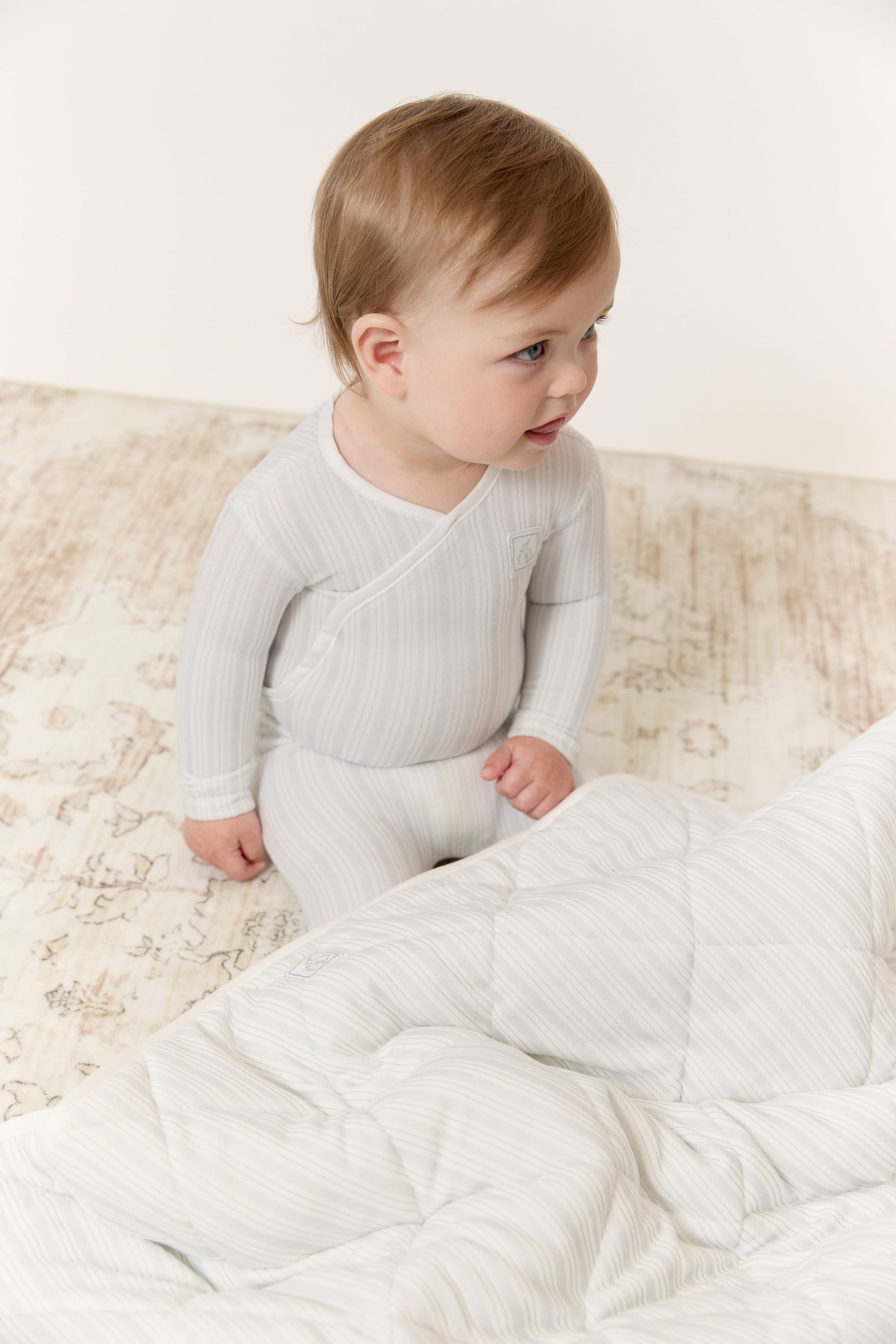 Stripe Stamp Footie, Hat & Blanket Set - Blue by KIPP™ Collection