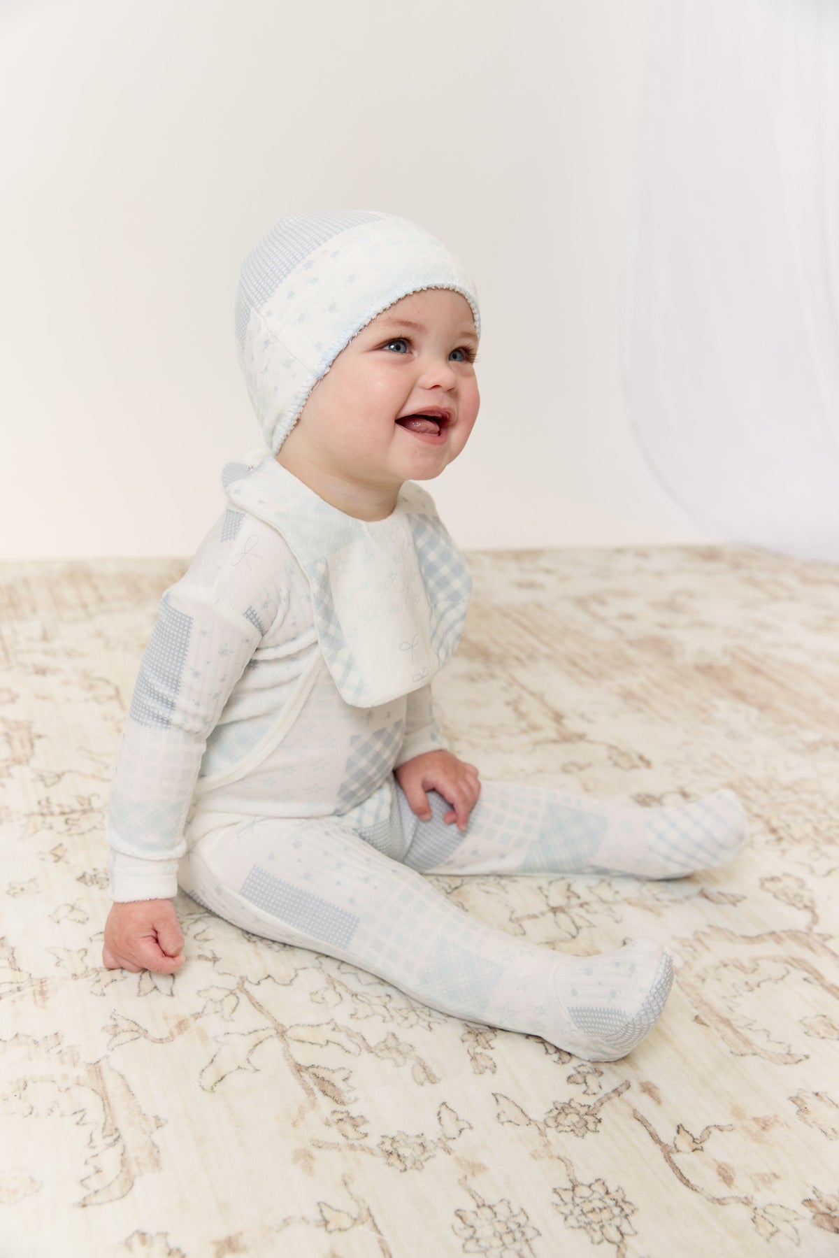 Patchwork Footie & Hat Set - Blue by KIPP™ Collection