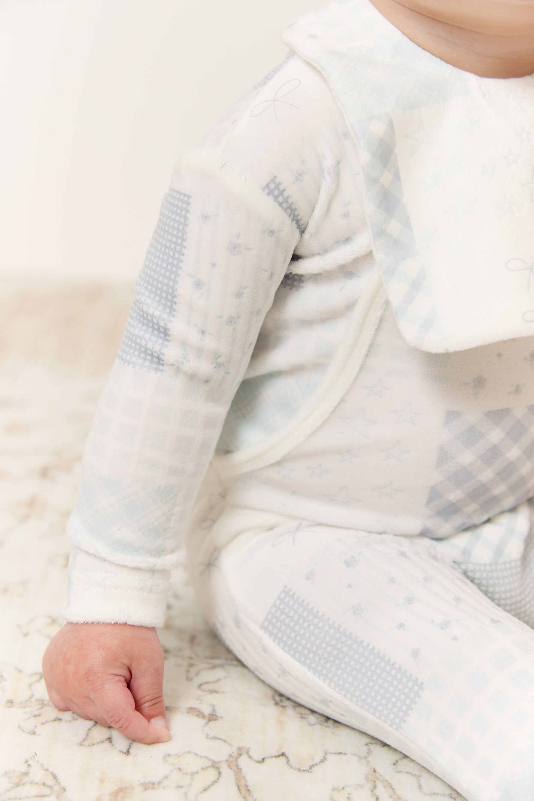 Patchwork Footie & Hat Set - Blue by KIPP™ Collection