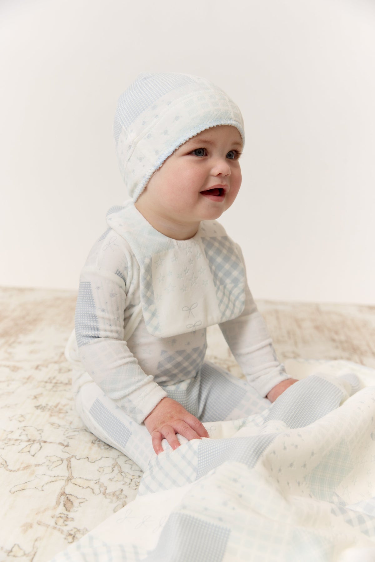 Patchwork Footie, Hat & Blanket Set - Blue by KIPP™ Collection