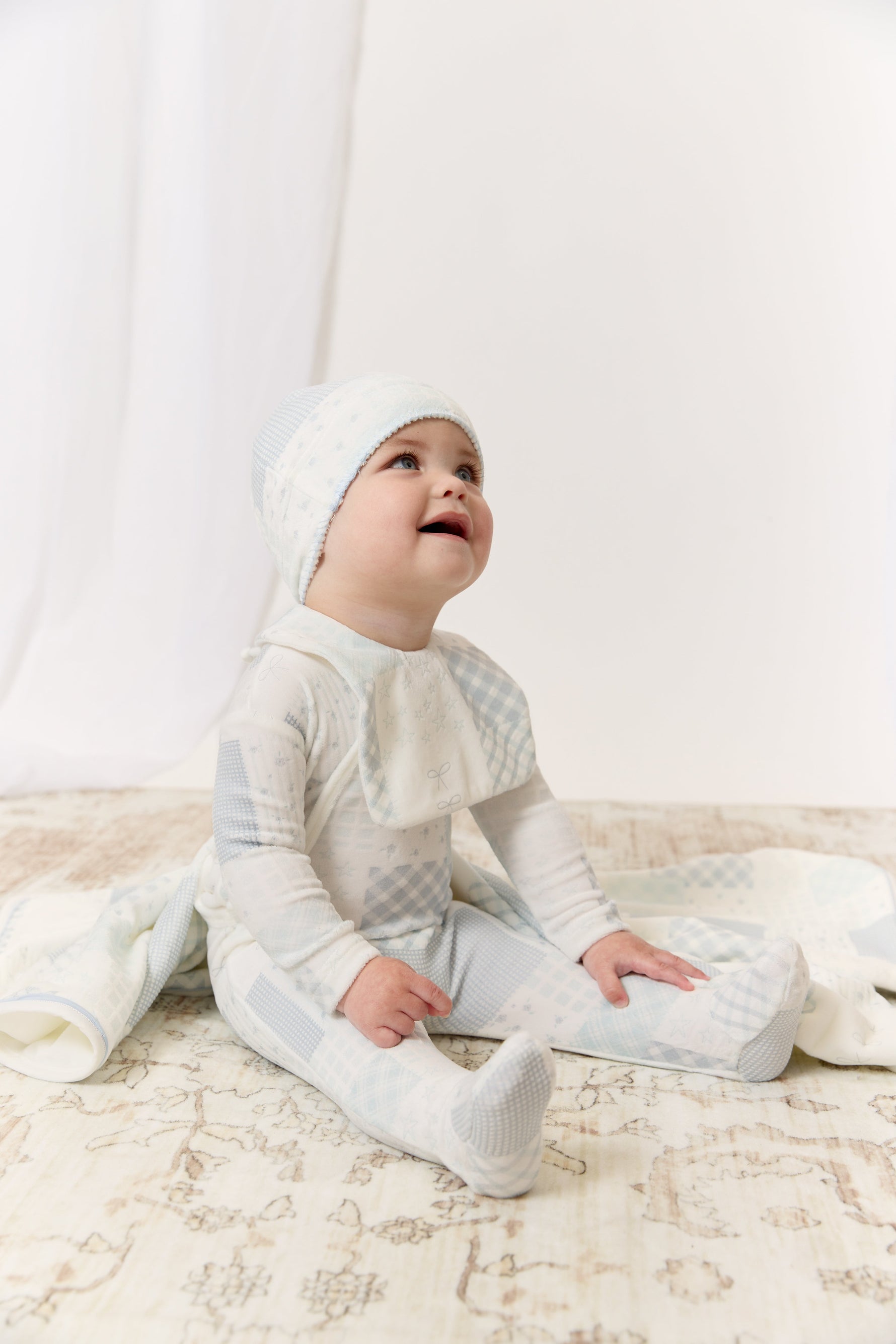 Patchwork Footie & Hat Set - Blue by KIPP™ Collection