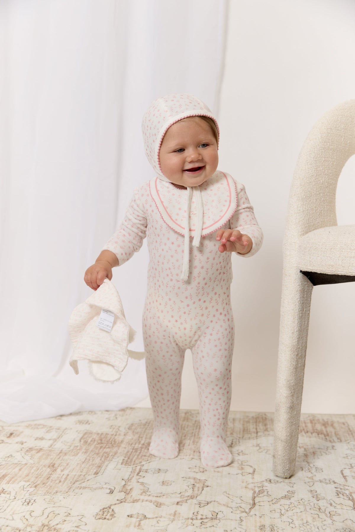 Whispering Blooms Footie & Hat Set - Rose by KIPP™ Collection