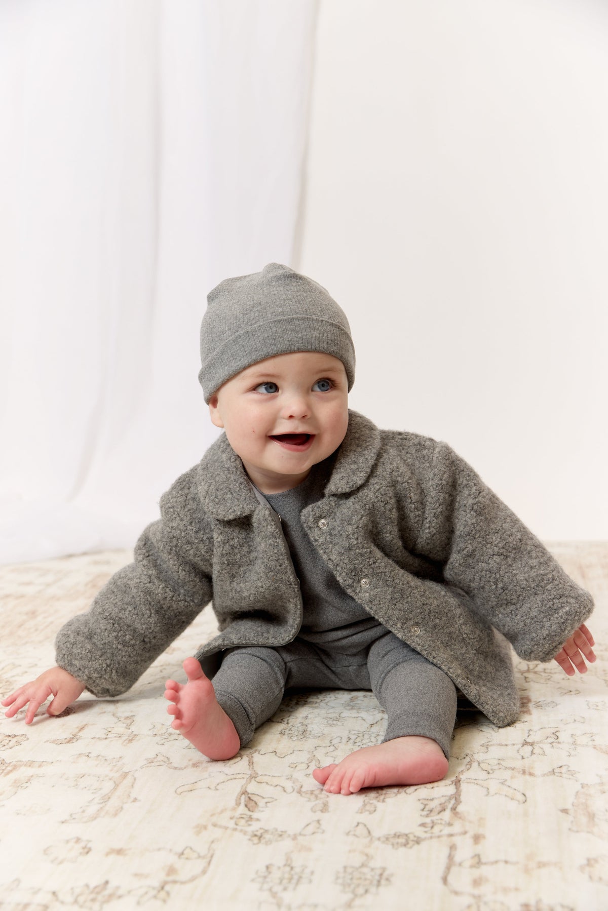 Petite Petal Sherpa Jacket & Hat - Grey by KIPP™ Collection