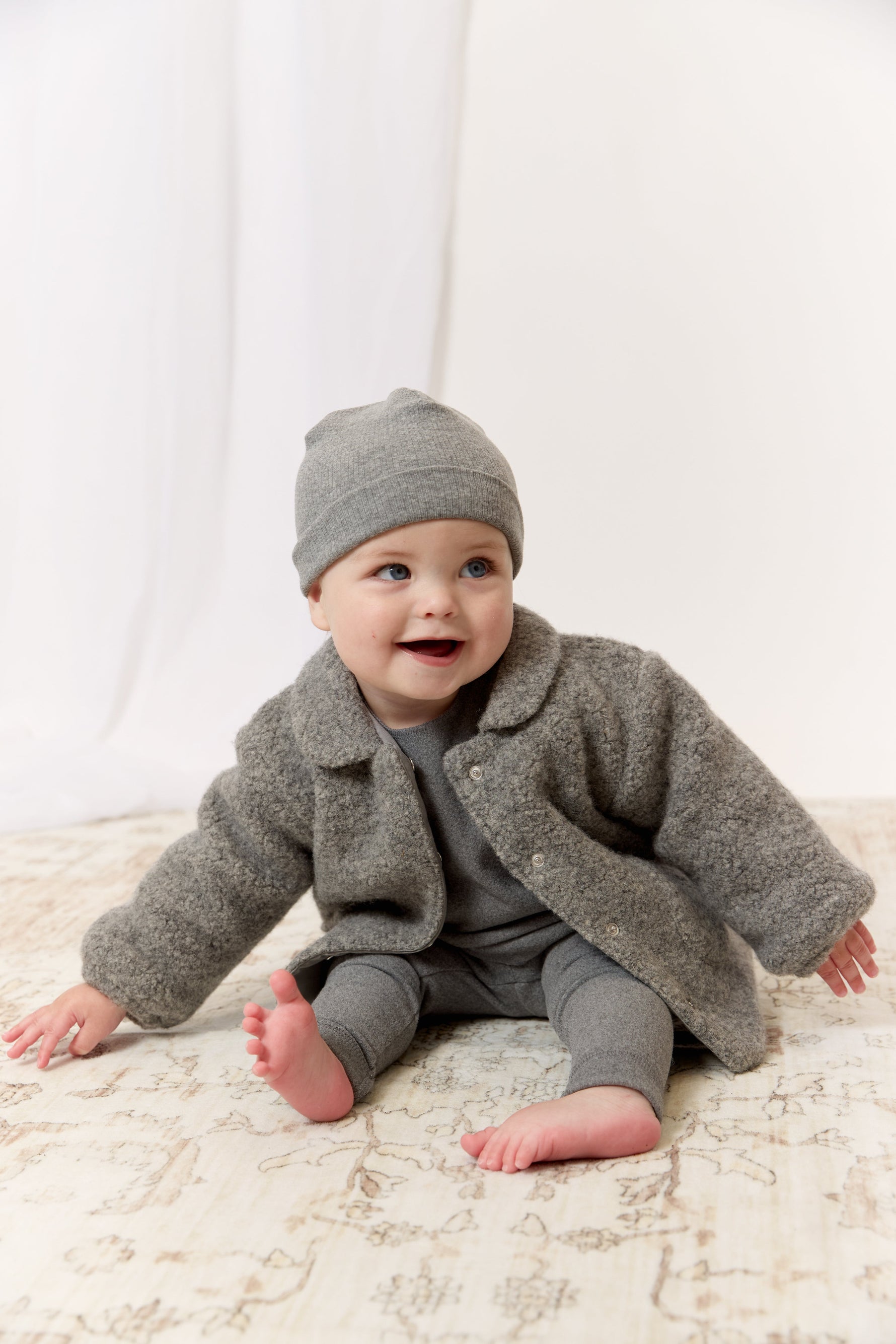 Petite Petal Sherpa Jacket & Hat - Grey by KIPP™ Collection