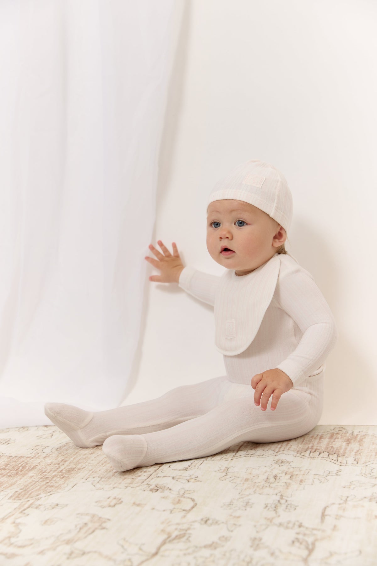 Stripe Stamp Footie & Hat Set - Pink by KIPP™ Collection