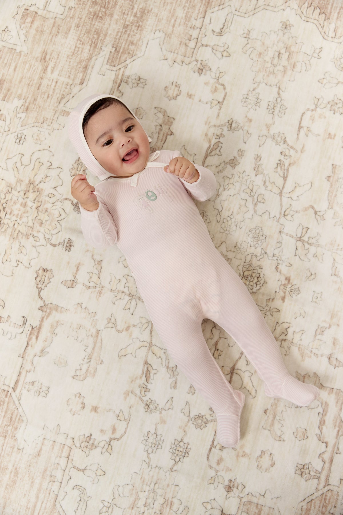 Bunny Stripe Footie & Hat Set - Pink by KIPP™ Collection