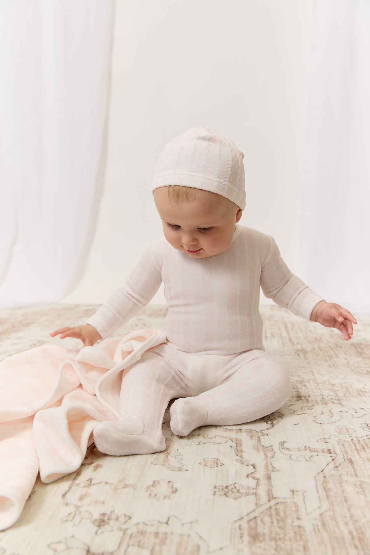 Atelier Cable Footie & Hat Set - Pink by KIPP™ Collection
