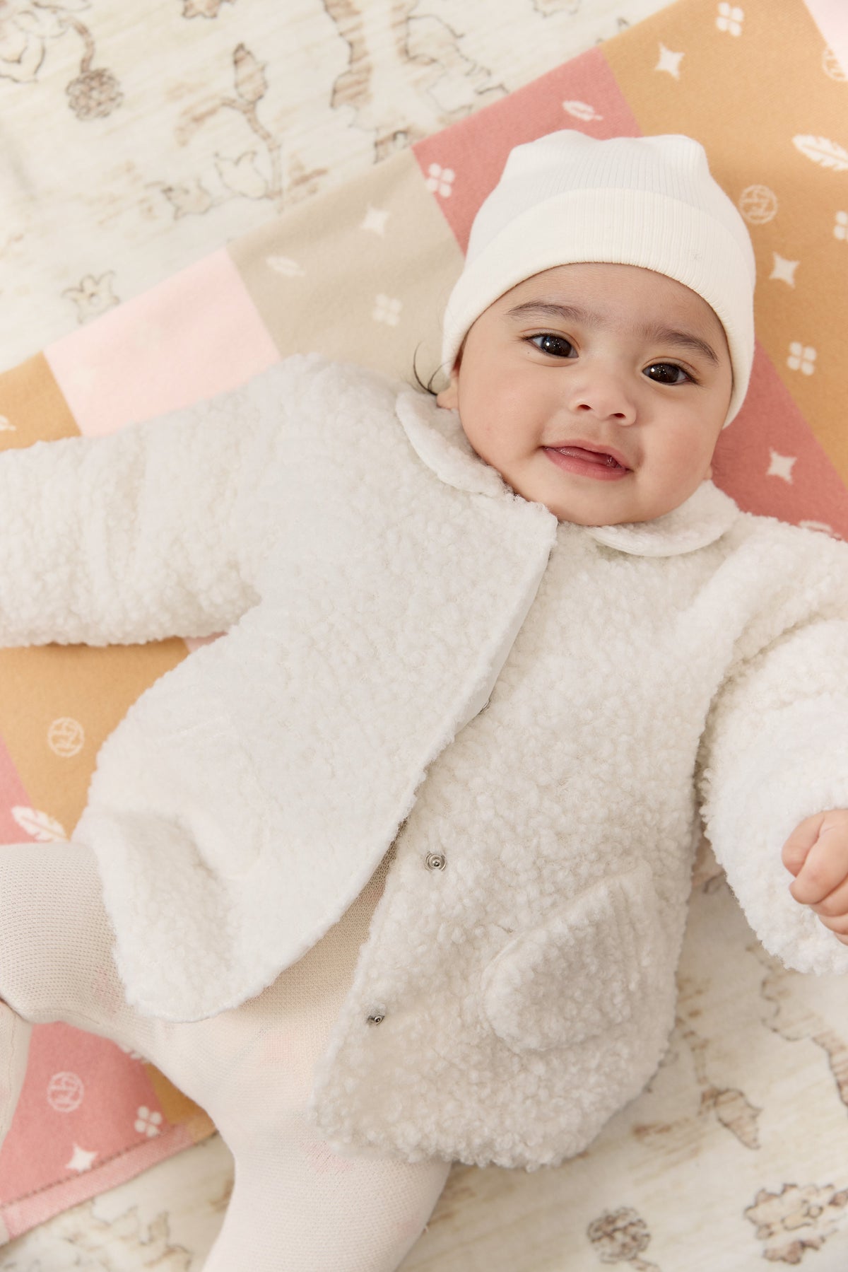 Petite Petal Sherpa Jacket & Hat - White by KIPP™ Collection