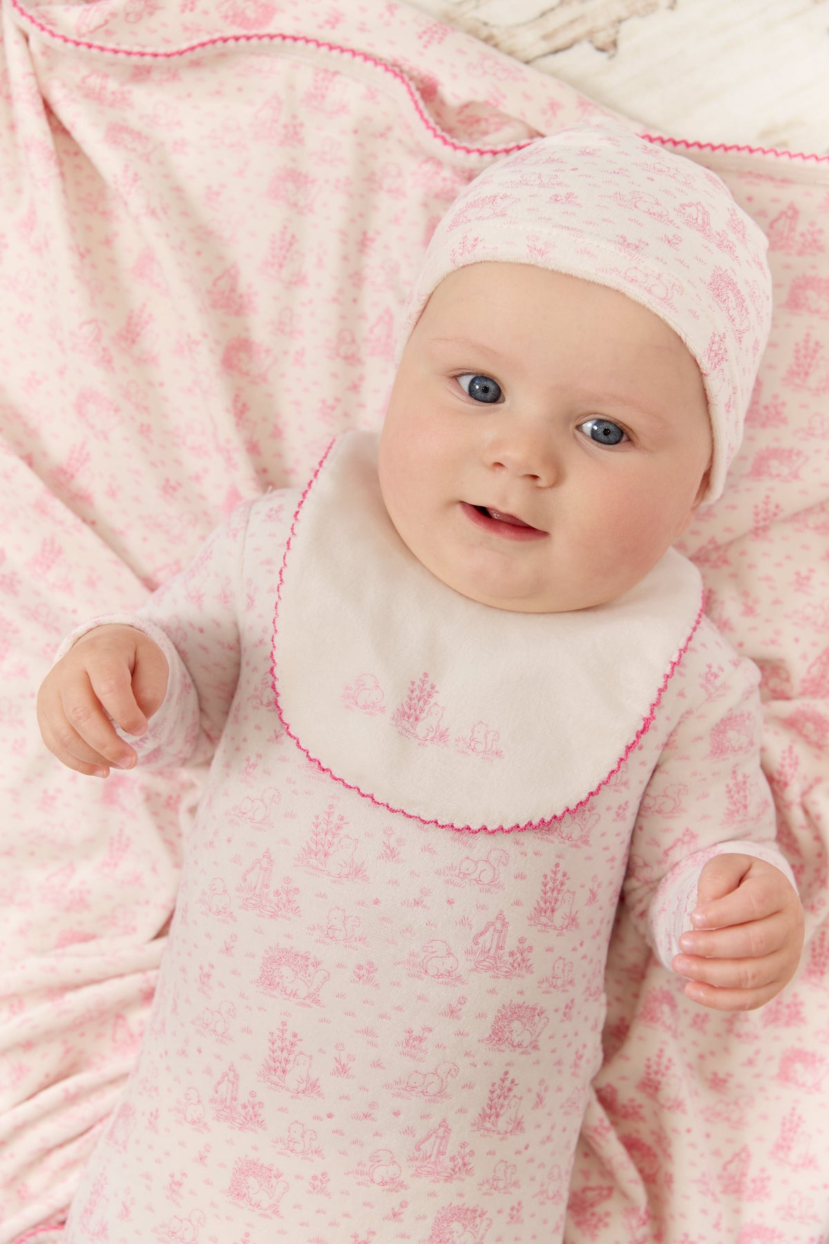 Woodland Toile Footie, Hat & Blanket Set - Pink by KIPP™ Collection