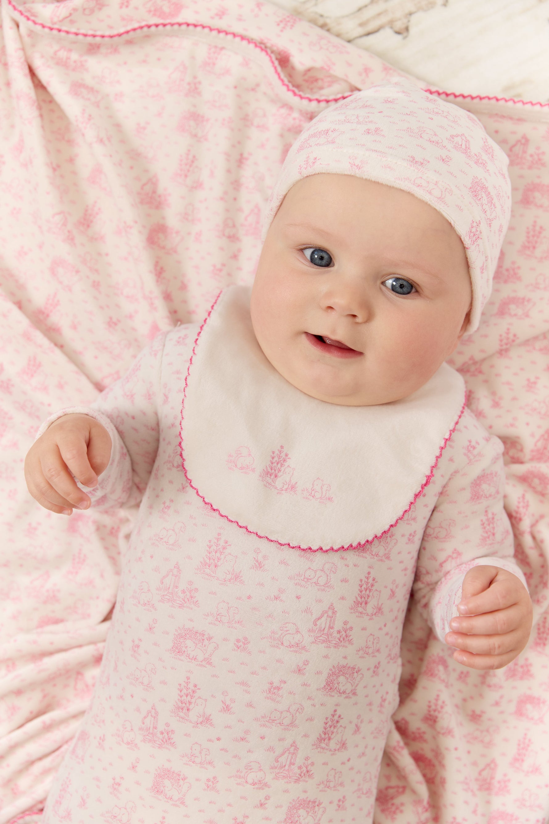 Woodland Toile Footie, Hat & Blanket Set - Pink by KIPP™ Collection