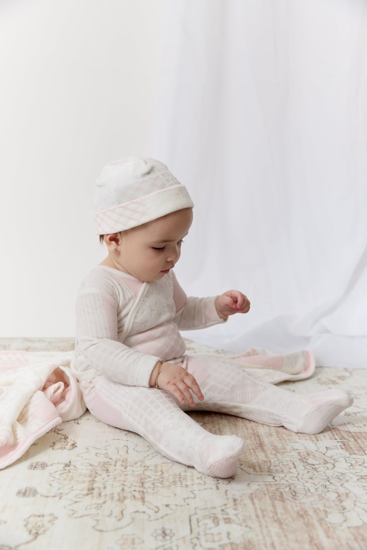Patchwork Footie & Hat Set - Pink by KIPP™ Collection