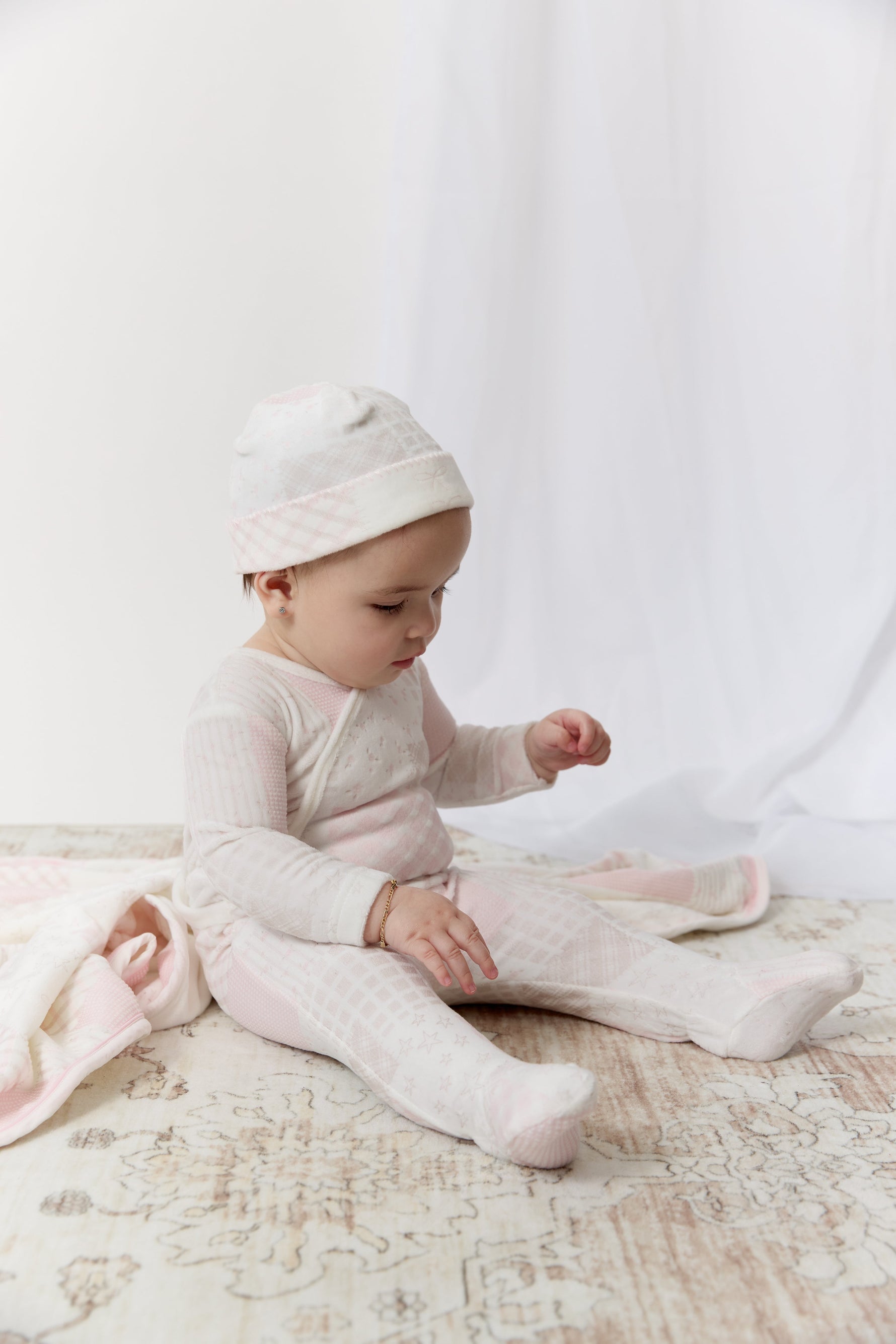Patchwork Footie & Hat Set - Pink by KIPP™ Collection