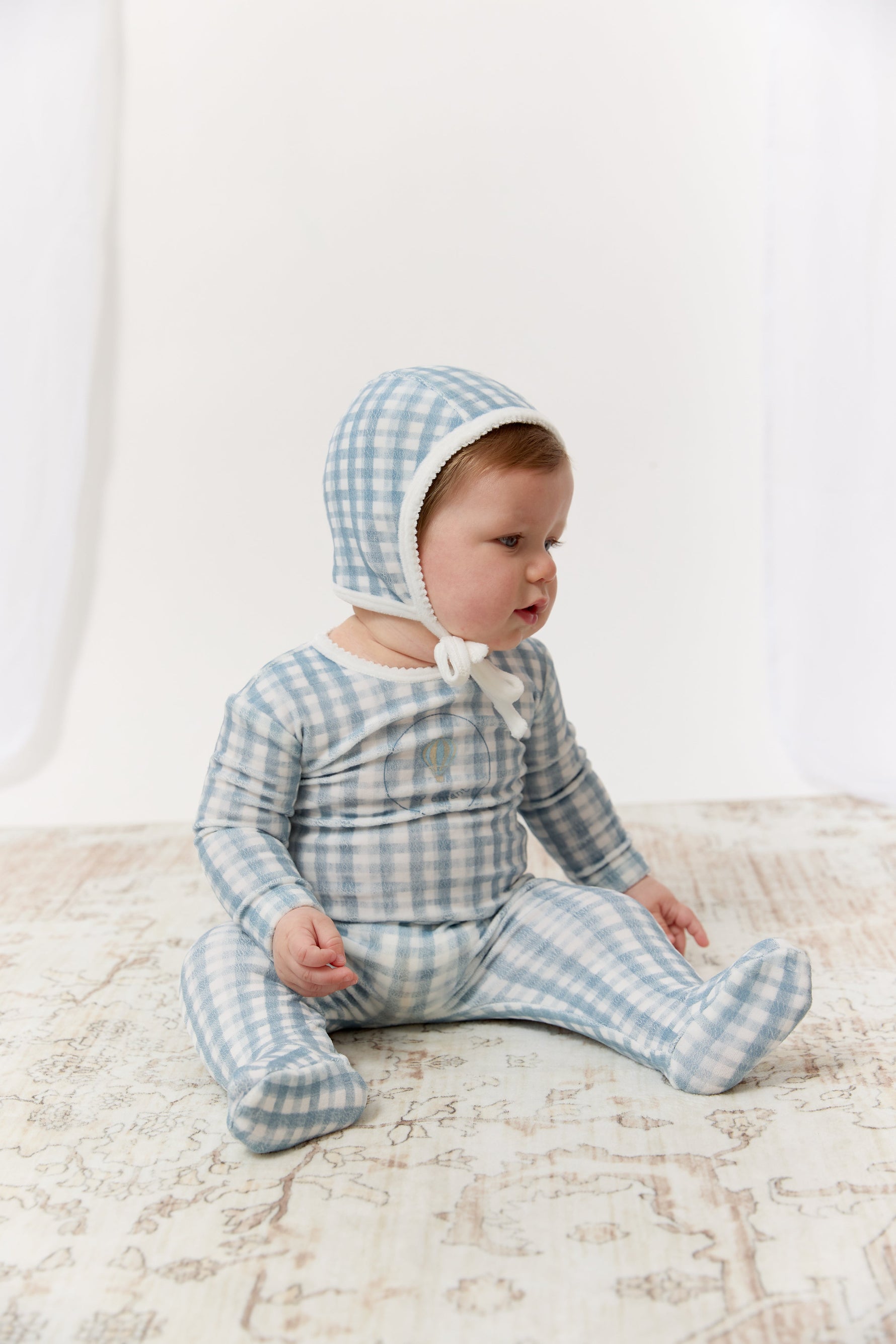 Ciel Enfant Gingham Footie, Hat & Blanket Set - Blue by KIPP™ Collection