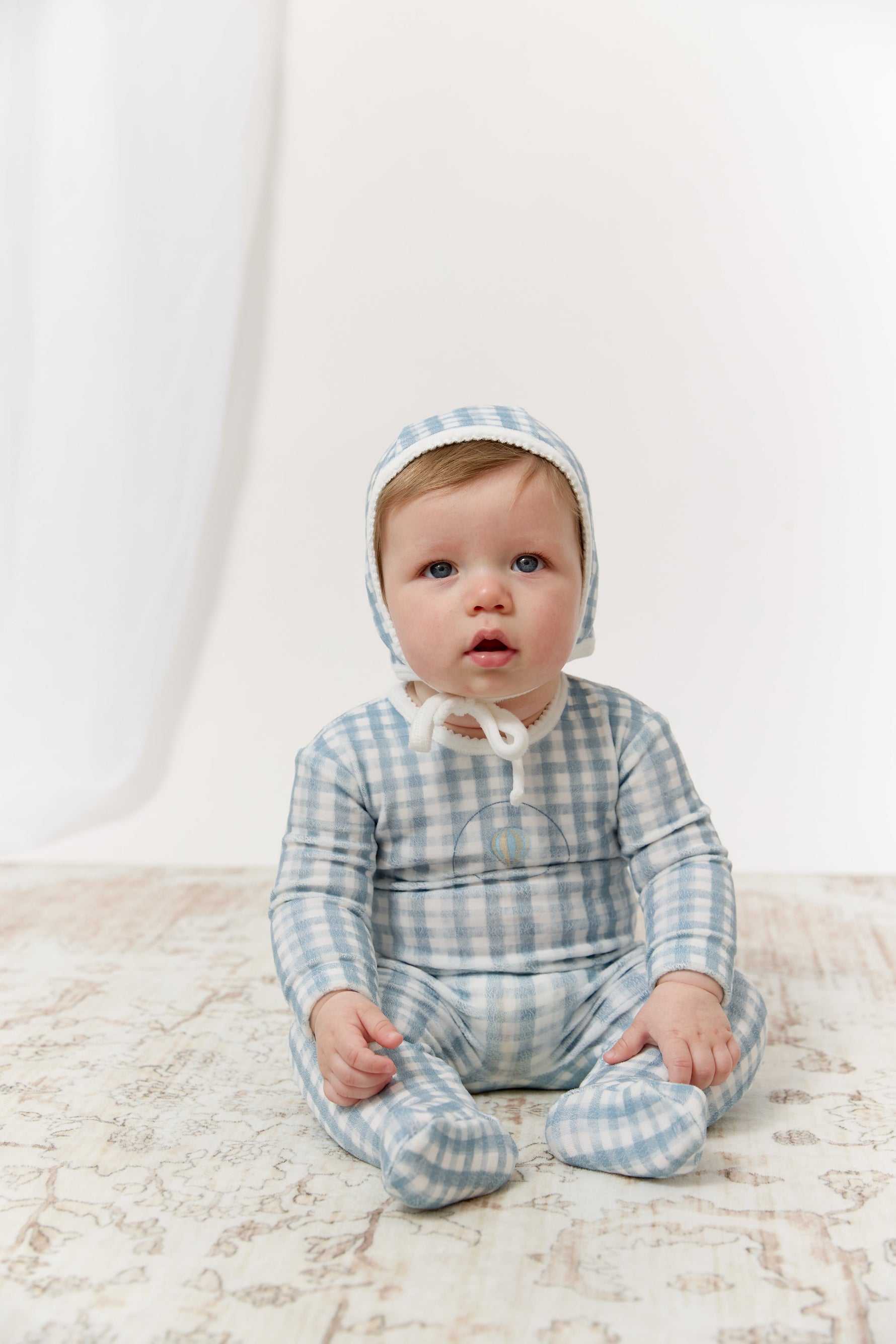 Ciel Enfant Gingham Footie & Hat Set - Blue by KIPP™ Collection