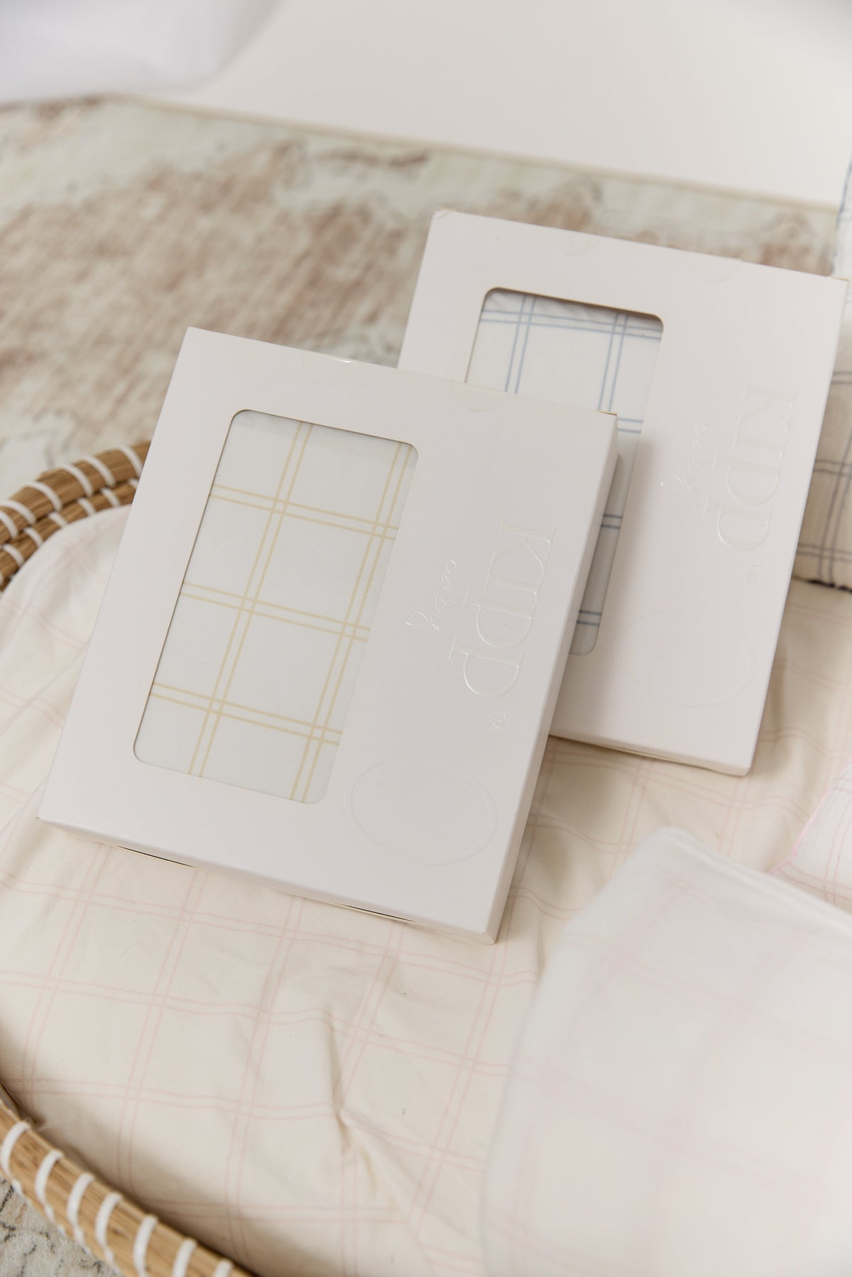 Whinny Plaid Fitted Bassinet Sheet - Blue by KIPP™ Collection
