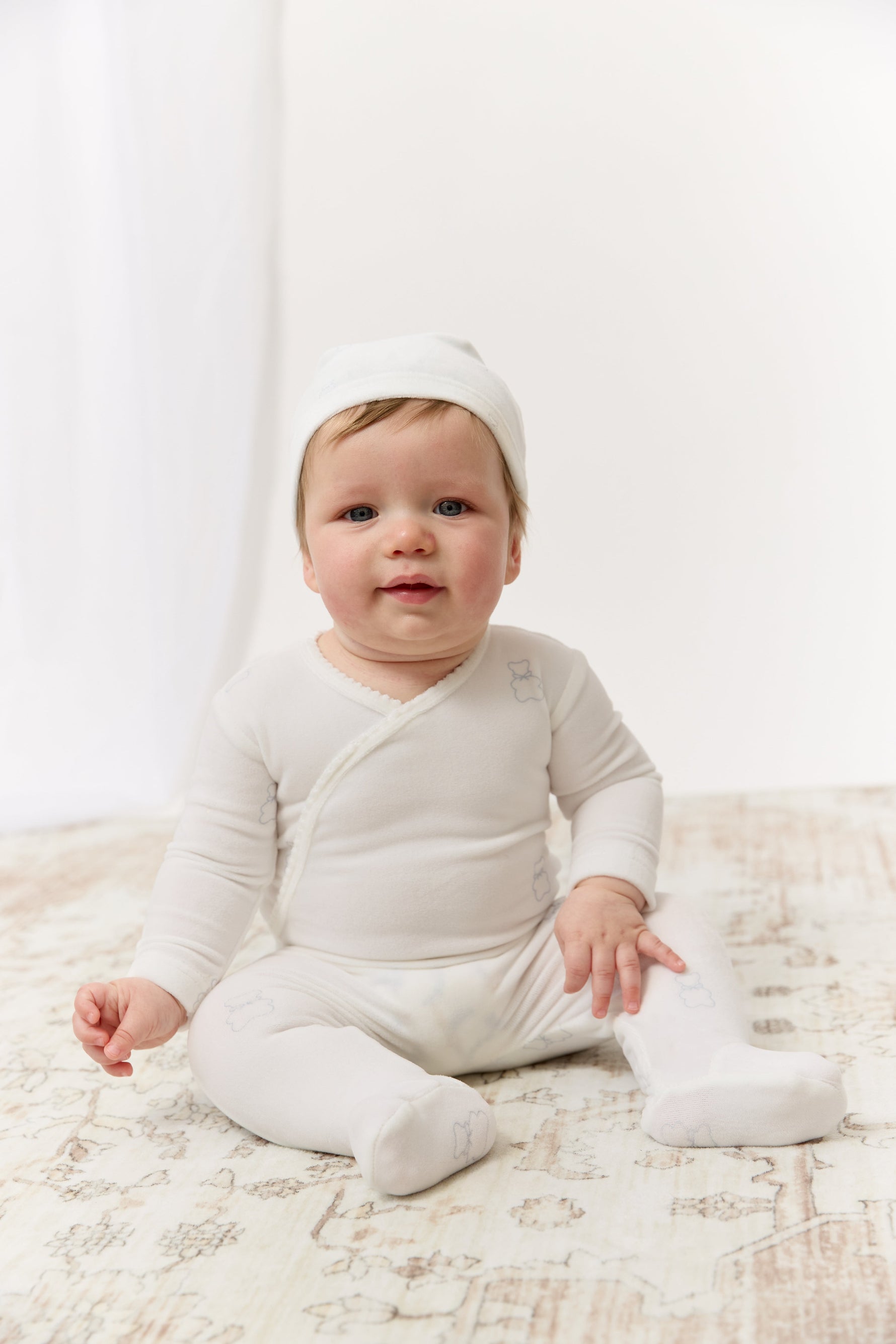Petit Ours Pattern Footie + Hat - Blue by KIPP™ Collection