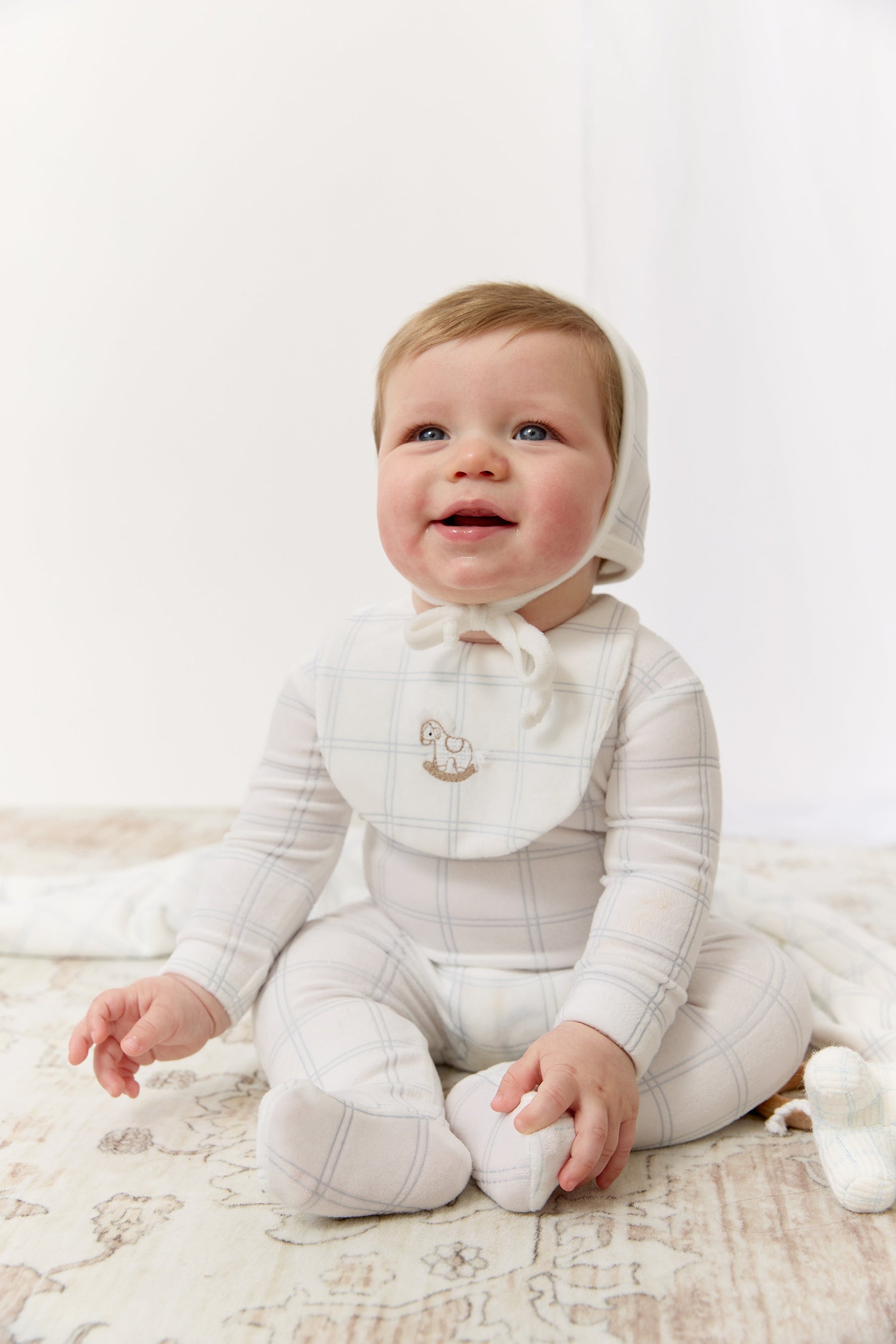 Whinny Plaid Footie & Hat Set - Blue by KIPP™ Collection