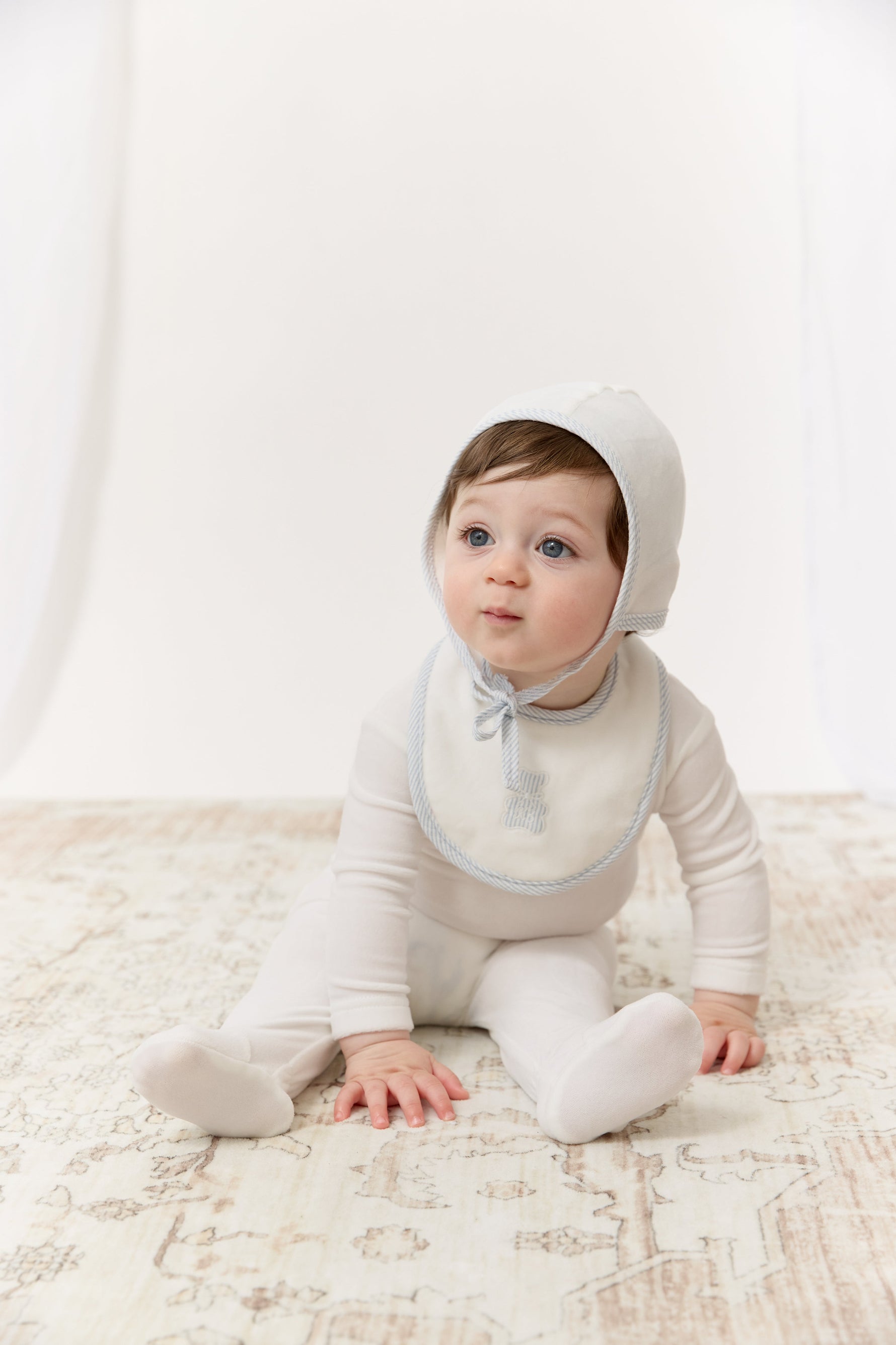 Petit Ours Footie - White Blue by KIPP™ Collection