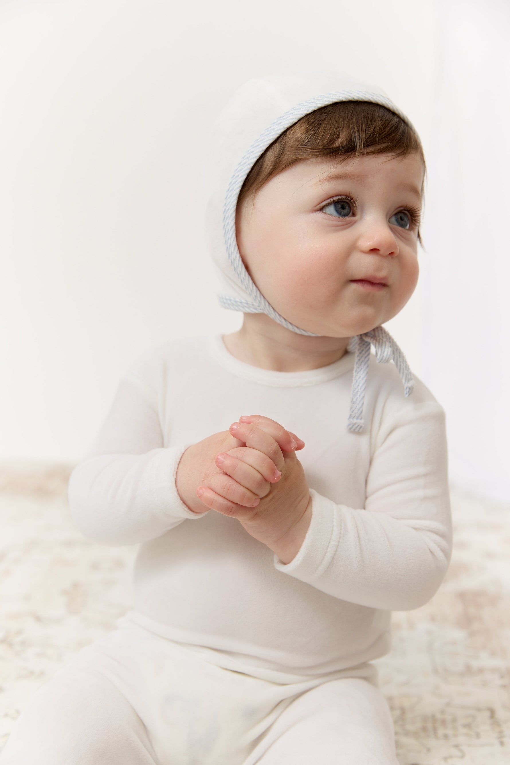 Petit Ours Footie & Hat Set - White Blue by KIPP™ Collection