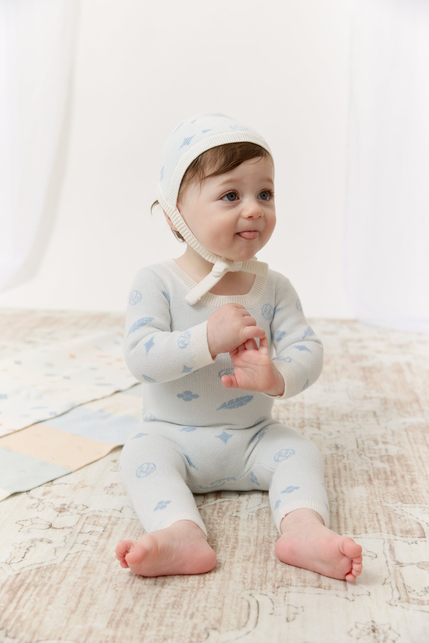 KB Logo Knit Romper & Hat Set by KIPP™ Collection