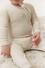 Bunny Stripe Footie & Hat Set - Stone by KIPP™ Collection