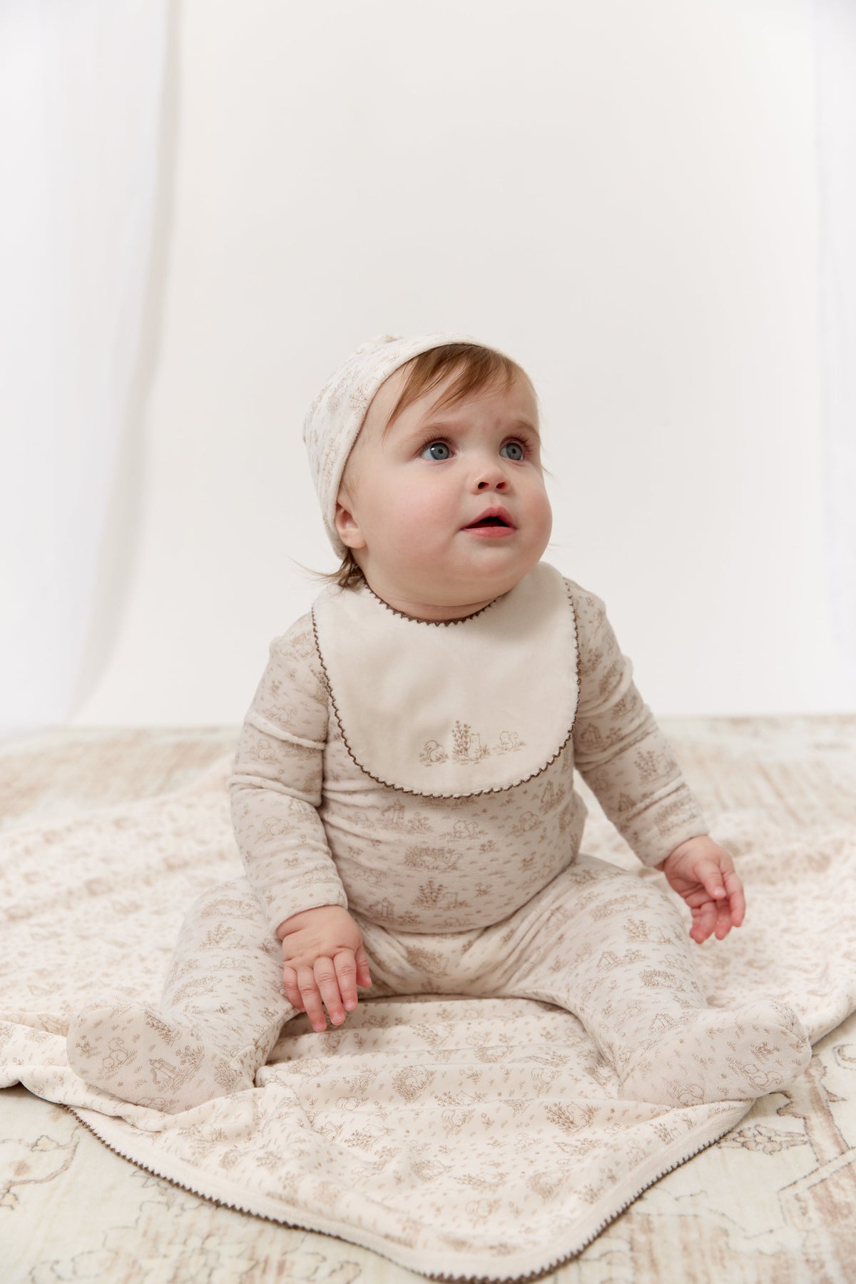 Woodland Toile Footie, Hat & Blanket Set - Taupe by KIPP™ Collection